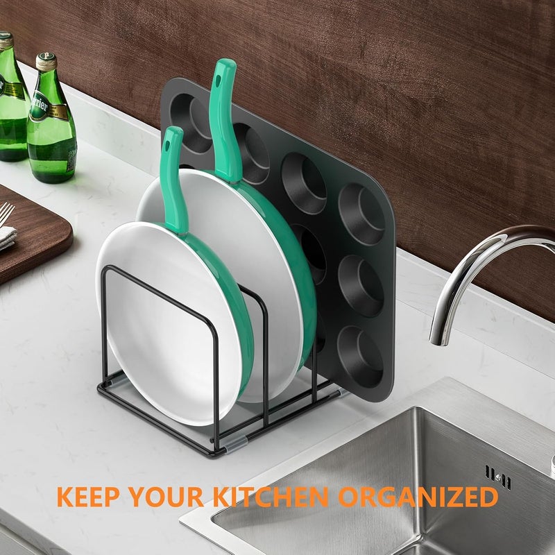 KORRTFID Kitchen Cabinet Organizer - Steel Cookware Rack, Divided Holder with 3 Slots for Skillets, Baking Tray and Chopping Board - Pan Storage (2.2 Inch Width Slots) - Image 5